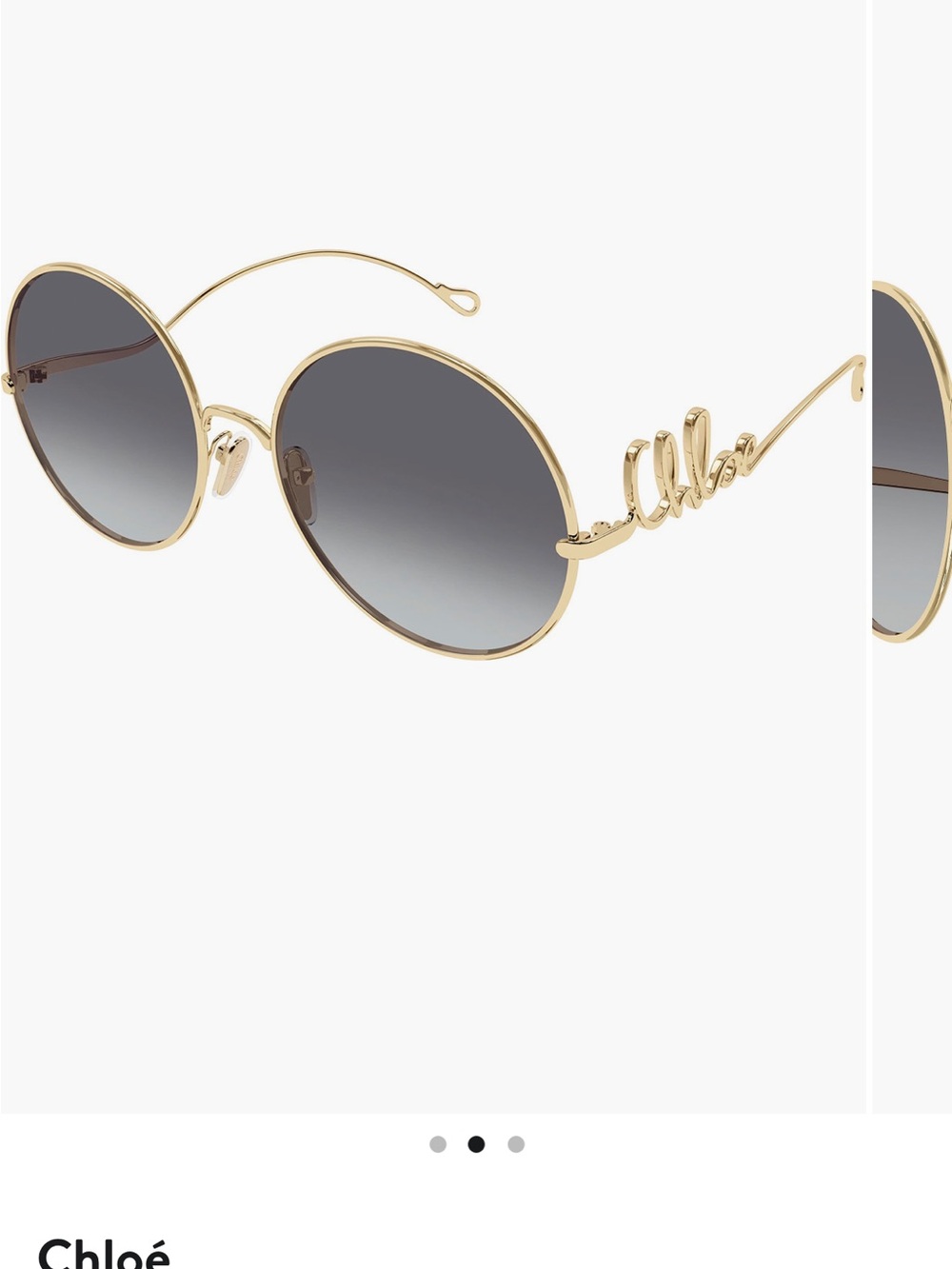 Chloé Gold Round Sunglasses with Gray Gradient Lenses - Picture 6 of 8
